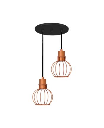 Lustre Pendente Aramado Mini Esfera 2lamp E27 Preto/cobre - 3008/2 PT/CB