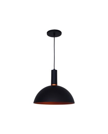 Lustre Pendente Roma Meia Esfera 1 Lamp E27 Preto/cobre - 3134 PT/CB