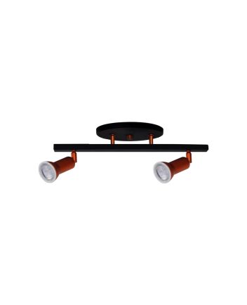 Luminária Spot Trilho 2 Lamp Gu10 Mr16 Preto/cobre - 6014/2 PT/CB