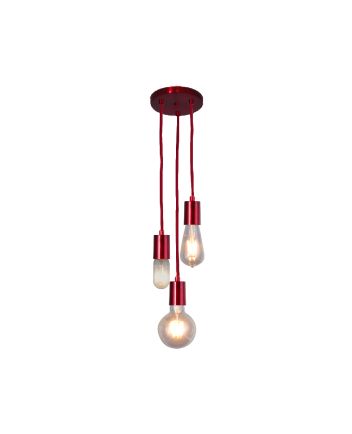 Lustre Pendente Uno C/3 Lamp E27 Vermelho Rubi - 3118/3 T VRB