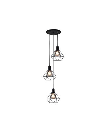 Lustre Pendente Aramado Diamante Peq 3lamp E27 Preto - 3006/3 PEQ PT