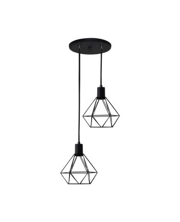 Lustre Pendente Aramado Diamante Peq 2lamp E27 Preto - 3006/2 PEQ PT