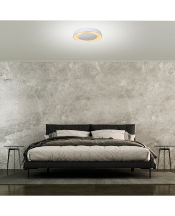 Luminária Plafon Round Luz Indireta Med 40cm 2 Lamp E27 Preto - 1107 MED PT