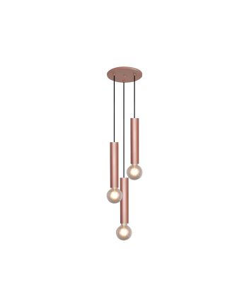 Lustre Pendente Slim Med 3 Lamp E27 Rosê - 3111/3 MED RSE