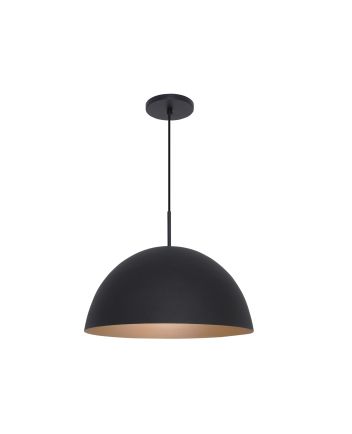 Lustre Pendente Madri 37cm 1lamp E27 Preto/gold - 3110 MED PT/GLD
