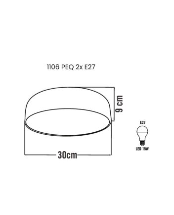 Luminária Plafon Moon Peq 30cm 2 Lamp E27 Creme Kenya - 1106 PEQ KEN