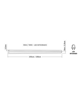 Luminária de Embutir Perfil com led Itegrado 2700K Preta - 1964 PT