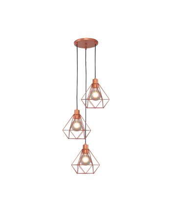 Lustre Pendente Aramado Diamante Peq 3lamp E27 Cobre - 3006/3 PEQ CB