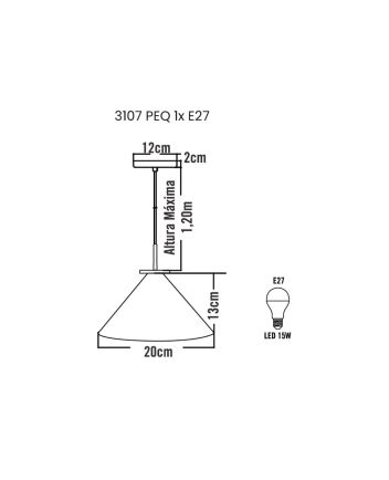 Lustre Pendente Cone Belga Peq 01 Lamp E27 Cobre - 3107 PEQ CB