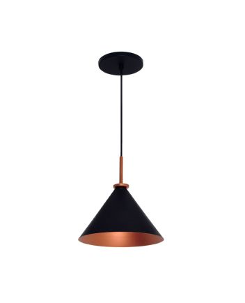 Lustre Pendente Cone Belga Peq 01 Lamp E27 Preto/cobre - 3107 PEQ PT/CB