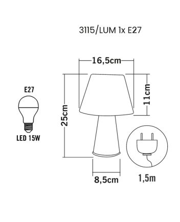 Luminária de Mesa Abajour Classic Branco - 3115 LUM BR
