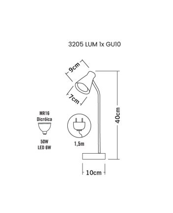 Luminária de Mesa Pixel 1 Lamp GU10 MR16