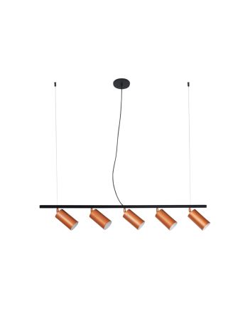 Lustre Pendente Trilho 05 Lamp E27 Par20 Pt /cobre - 6005 PT/CB